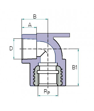 На фото Hi-Therm PP-R wall elbow with female metal thread